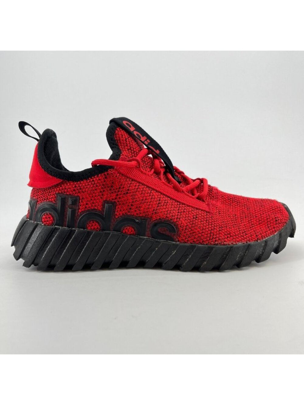 Adidas Kaptir 3.0 Boys Size 3Y Red Black Athletic Running Walking Shoes Sneakers